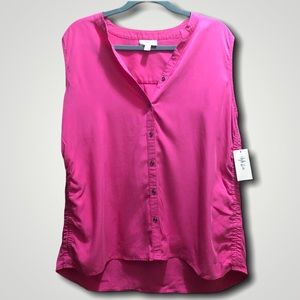 NWT Pink Sleeveless Button Up Top by Style & Co XL
